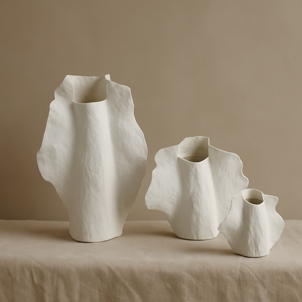 Wingfold Vase trio in a modern contemporary living room