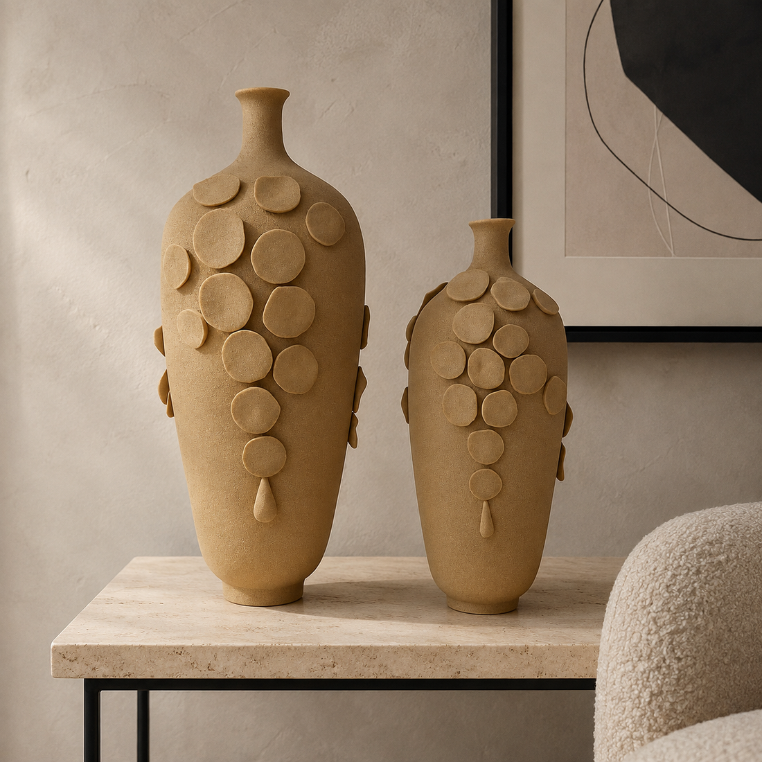Cascade Vase pair in a modern contemporary interior