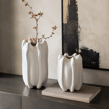 Florarise Vase pair with subtle blossoms in a modern interior