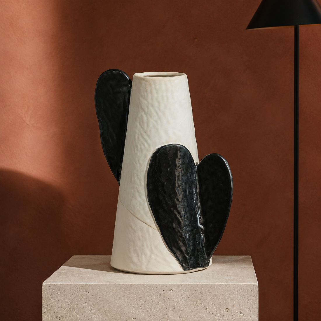 Lunar Wing Vase in a terracotta contemporary interior