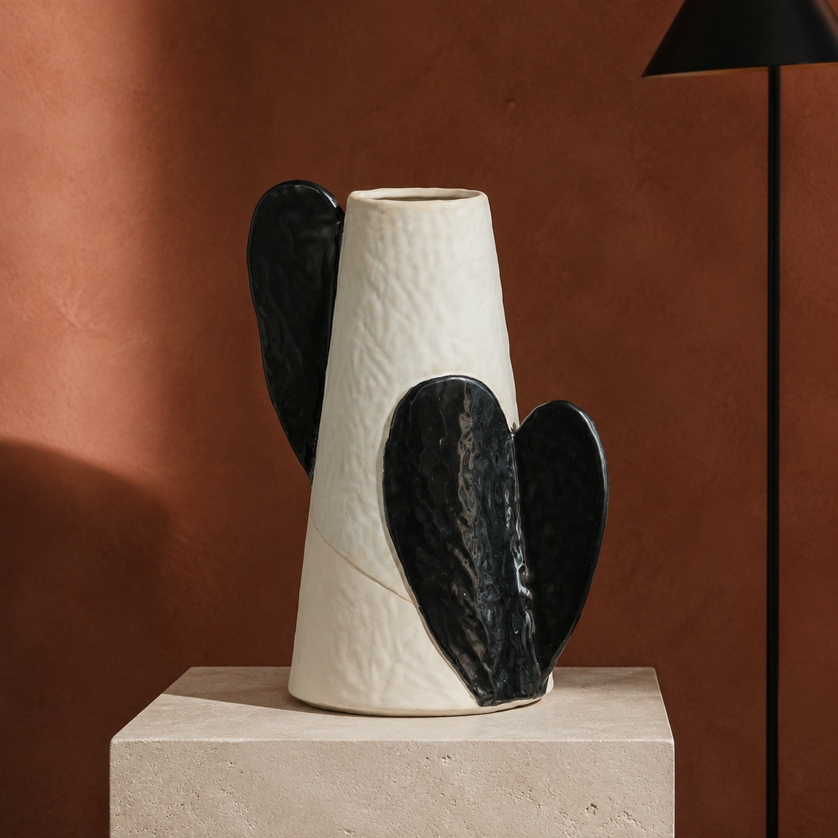 Lunar Wing Vase in a terracotta contemporary interior