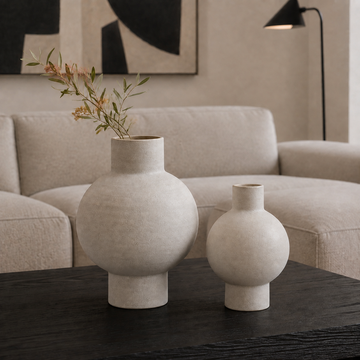 Nova Vase set with subtle colourful flowers in a modern contemporary interior