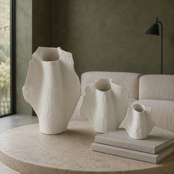 Wingfold Vase trio in a modern contemporary living room